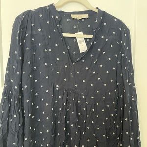 The Loft Crinkle Navy Blouse